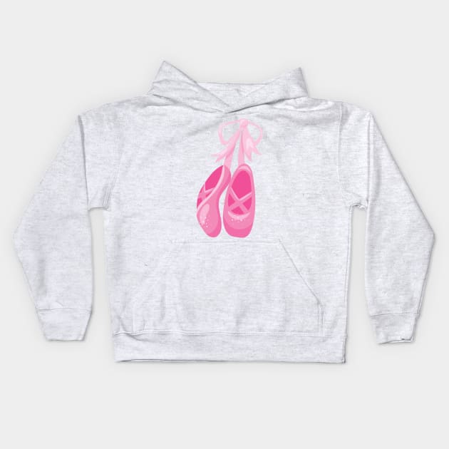 Ballet Shoes, Ballet Slippers, Ballet Dance, Pink Kids Hoodie by Jelena Dunčević